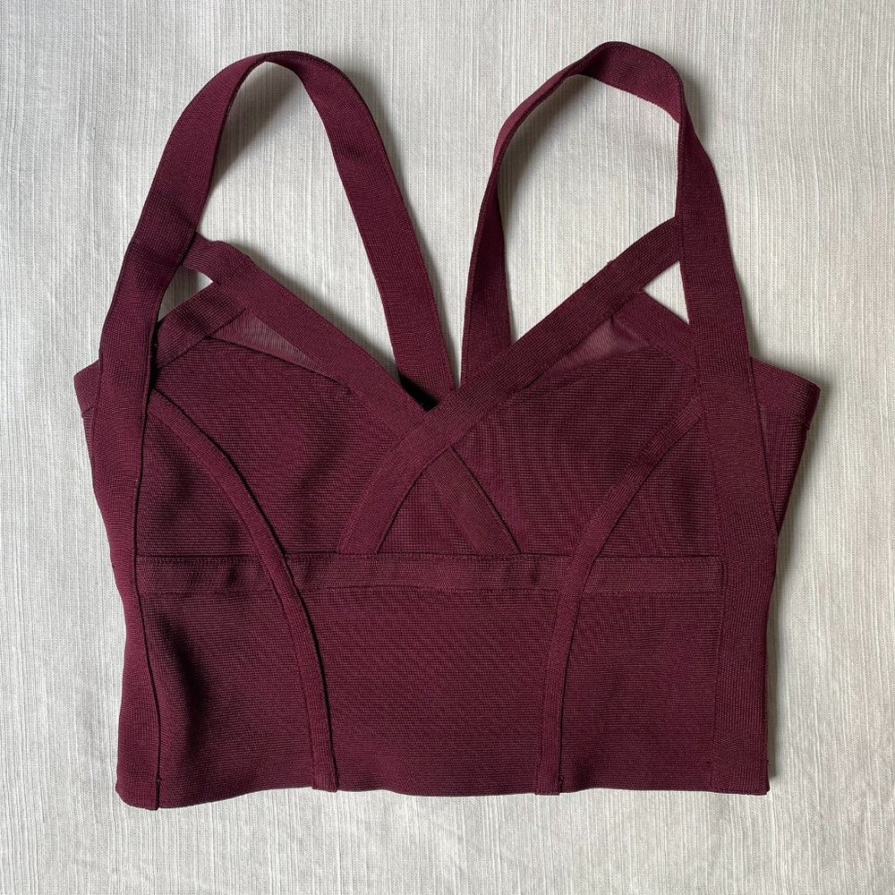 Urban Outfitters Bodycon Bandage Crop Top Mesh Maroon sz S